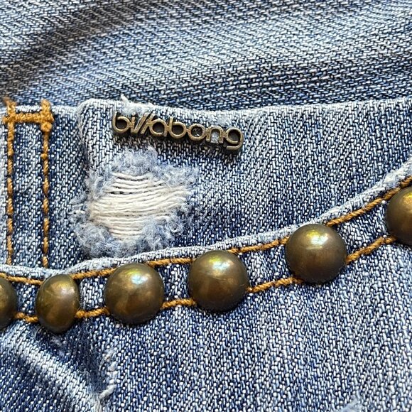Billabong Shorts 5 Blue Denim Jean Studs Distressed - Picture 3 of 10